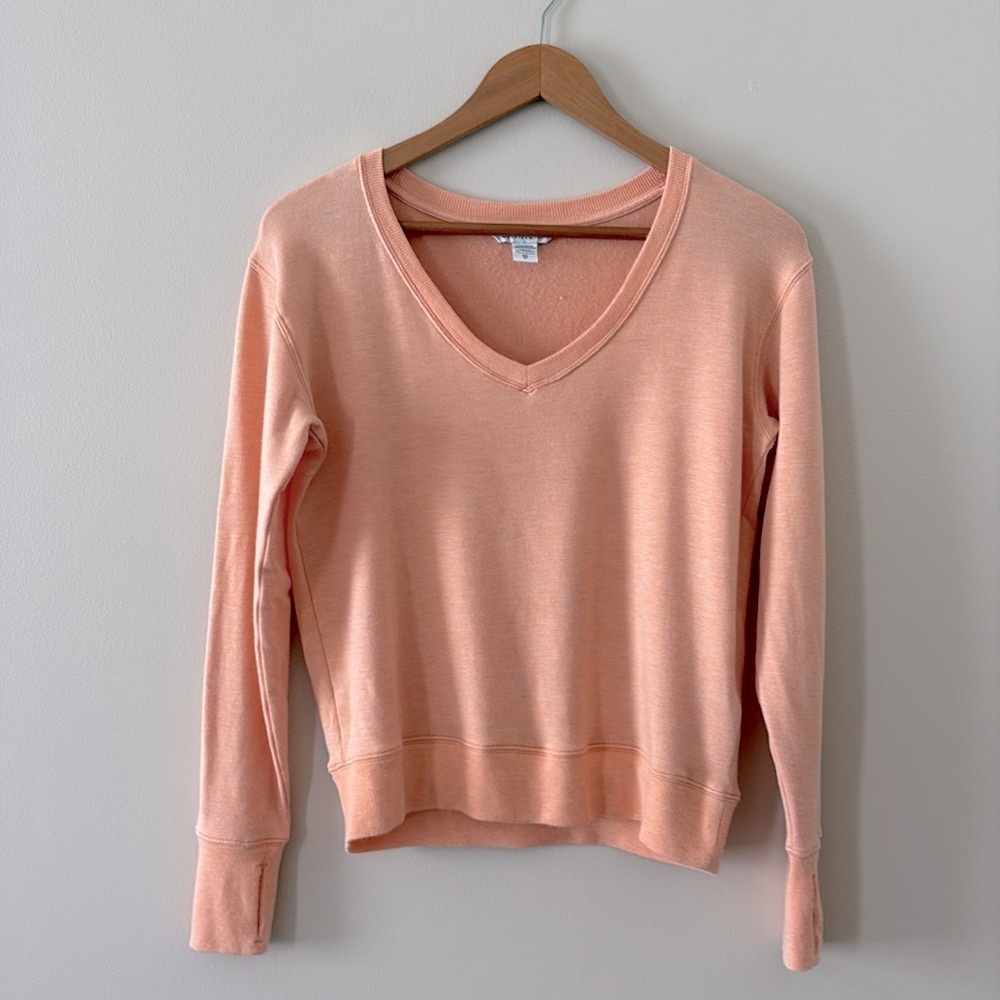 Athleta Sunrise V-Neck Sweatshirt Long‎ Sleeve Peach Heather Size XS - Picture 11 of 12